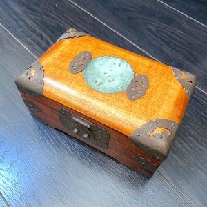 Vintage Jade Wood Jewelry Box